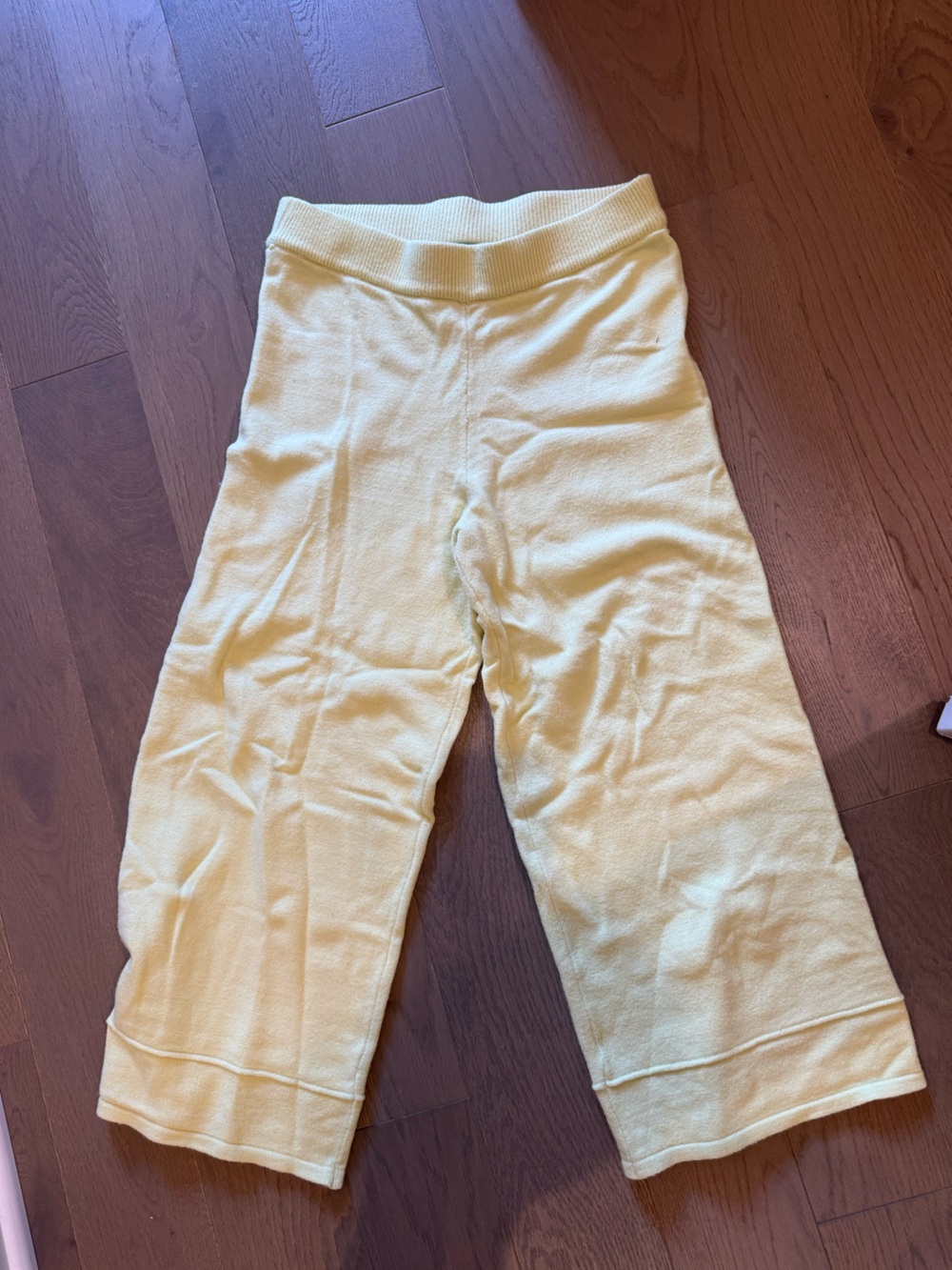 Yellow Knit Wide-Leg Pants